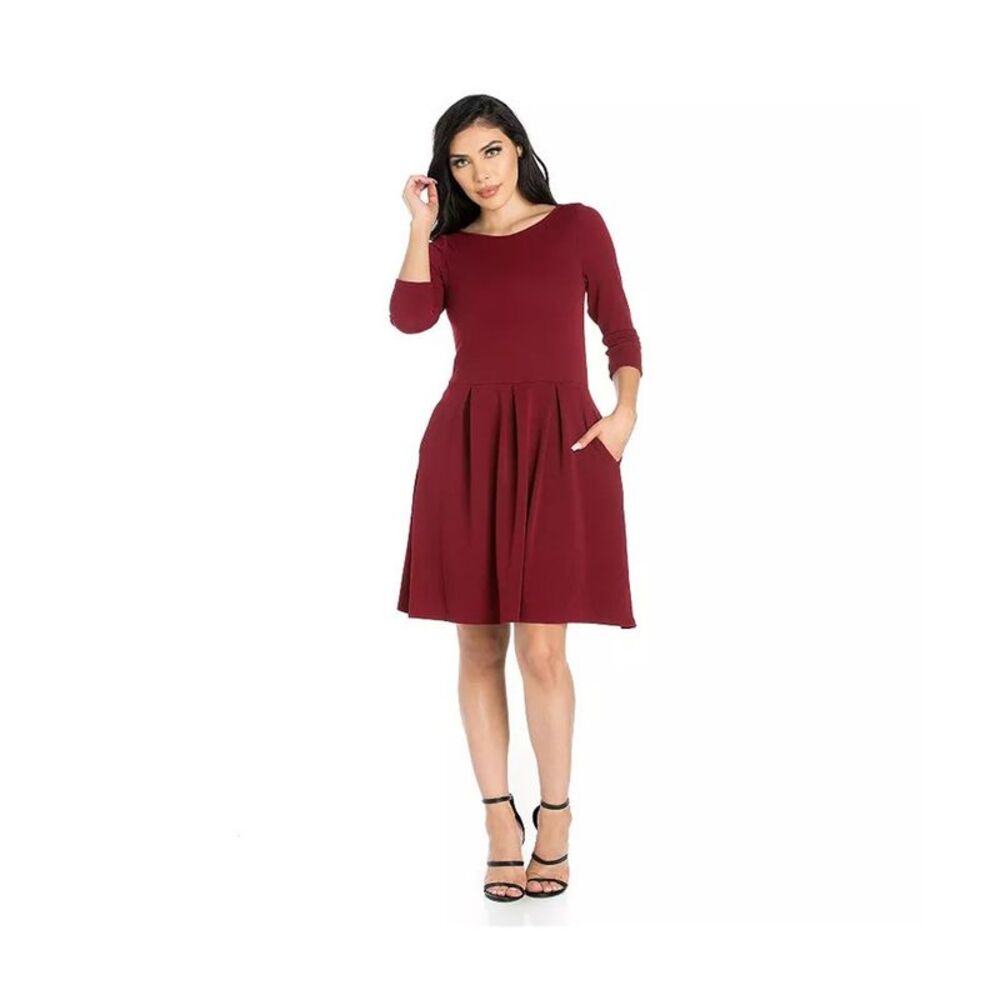 24seven Womens Textured Fit & Flare Dress, NWT